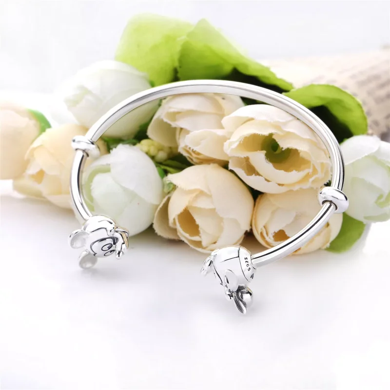 (resim) Disney, PANDORA Mickey Fare & Minnie Fare Açık Bangle Bileklik - - Görüntüle 2
