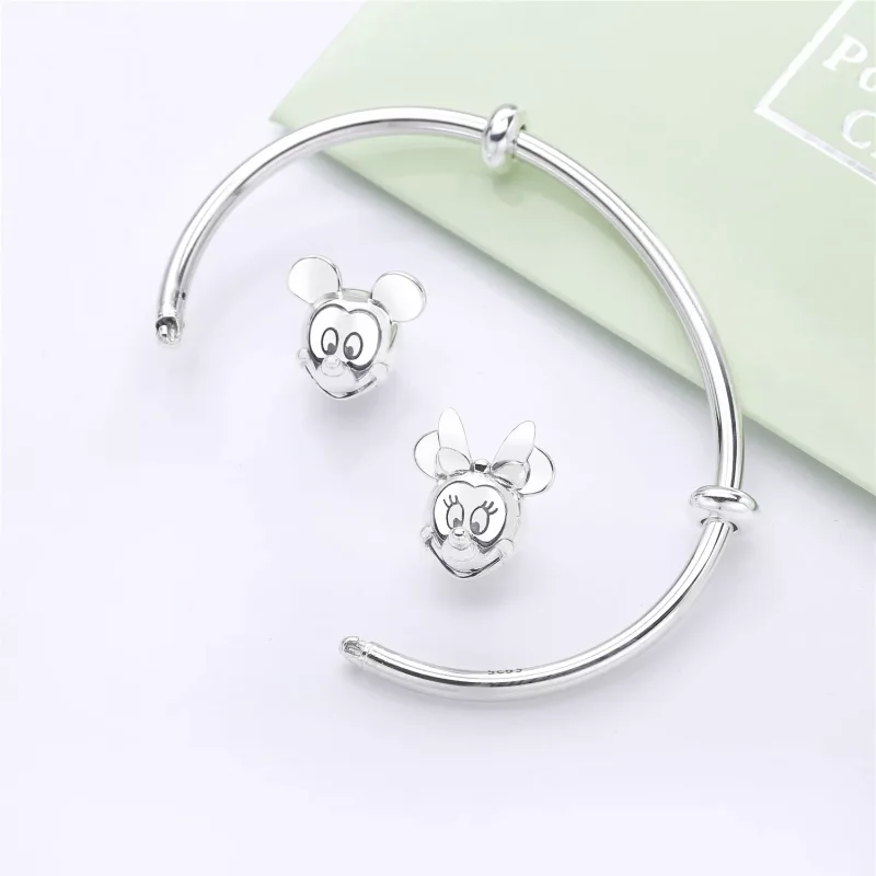 (resim) Disney, PANDORA Mickey Fare & Minnie Fare Açık Bangle Bileklik - - Görüntüle 4
