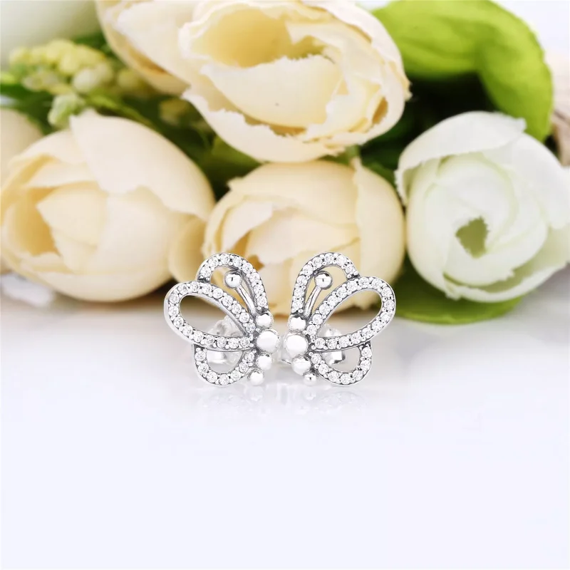 (resim) Pandora tarzı Kelebek Anahatları Çi̇vi̇ küpeler - 297912CZ - Görüntüle 2
