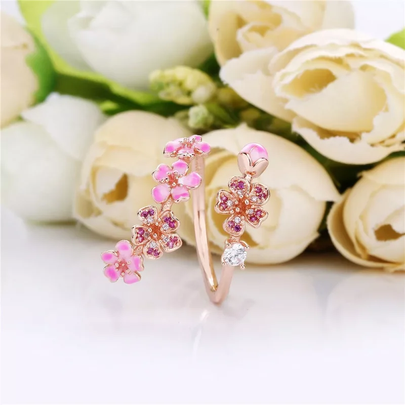 (resim) Pandora 14k rose altın kaplama Şeftali Çiçeği Çiçeği Yüzük - 188088NCCMX - Görüntüle 2