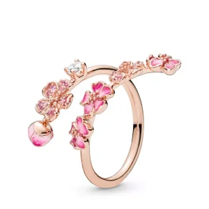(resim) Pandora 14k rose altın kaplama Şeftali Çiçeği Çiçeği Yüzük - 188088NCCMX