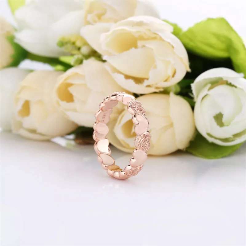 (resim) Pandora 14k rose altın kaplama Mat Parlak Kalpler Yüzük - 187950 - Görüntüle 2
