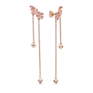 (resim) Pandora Damla küpeler, Flower Pandora Rose earrings with cerise,