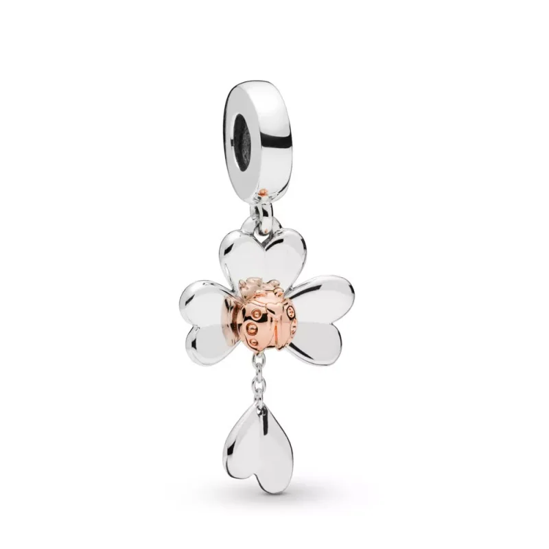 (resim) Pandora Sallantili charm, Dört Yapraklı Yonca & Uğur Böceği - 78