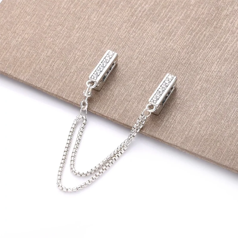 (resim) Işıltılı Güvenlik Zincirli Klips Charm - 798269CZ - Görüntüle 2