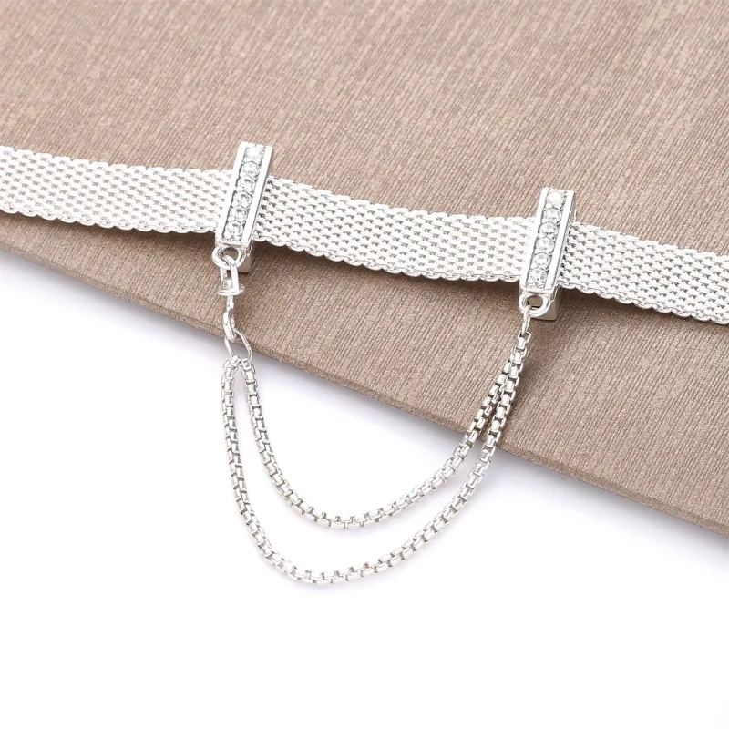 (resim) Işıltılı Güvenlik Zincirli Klips Charm - 798269CZ - Görüntüle 3