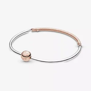 (resim) Pandora 14 ayar altın kaplama Three-Link Bangle Bileklik - 588143