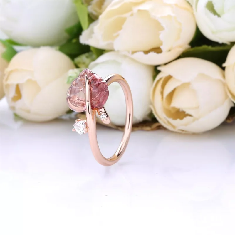 (resim) Pandora 14 ayar pembe altın kaplama Pembe Murano Cam Yaprağı Yüzük - 188319PMU - Görüntüle 2