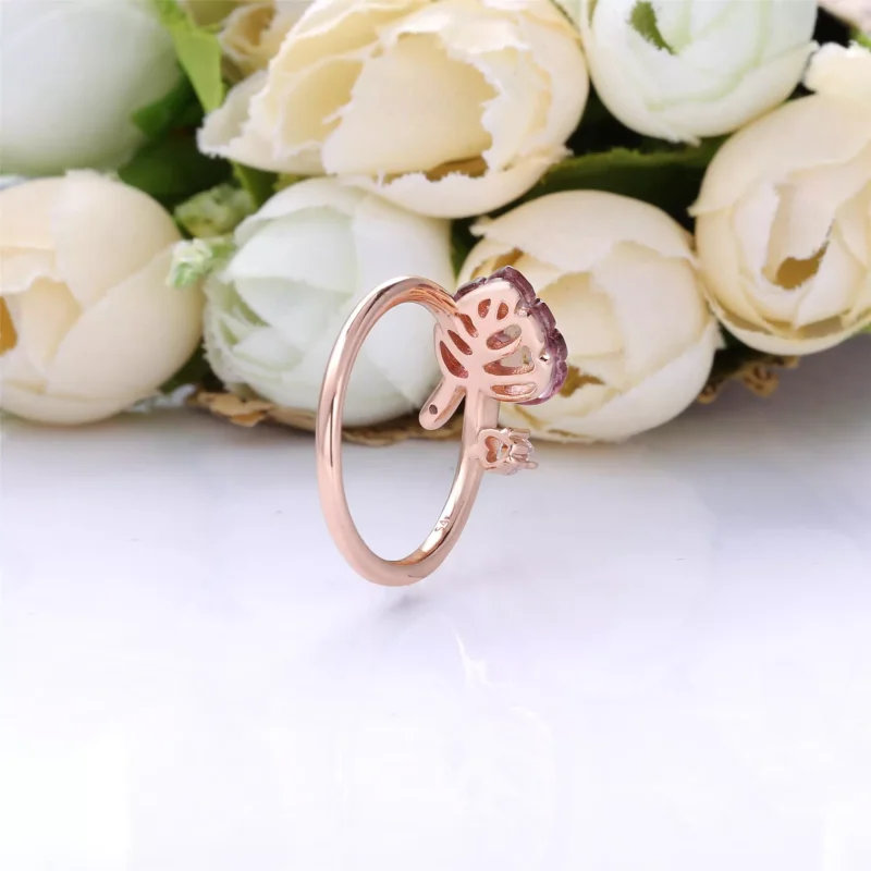 (resim) Pandora 14 ayar pembe altın kaplama Pembe Murano Cam Yaprağı Yüzük - 188319PMU - Görüntüle 3