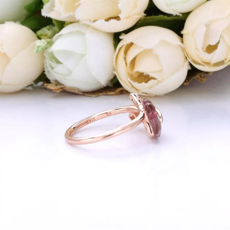 (resim) Pandora 14 ayar pembe altın kaplama Pembe Murano Cam Yaprağı Yüzük - 188319PMU - Görüntüle 4