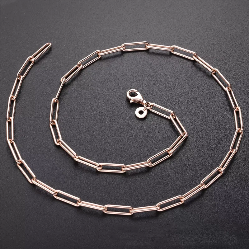 (resim) Pandora 14 ayar pembe altın Uzun Bağlantılı Kablo Zinciri Zincir Kolye - 388349 - Görüntüle 2