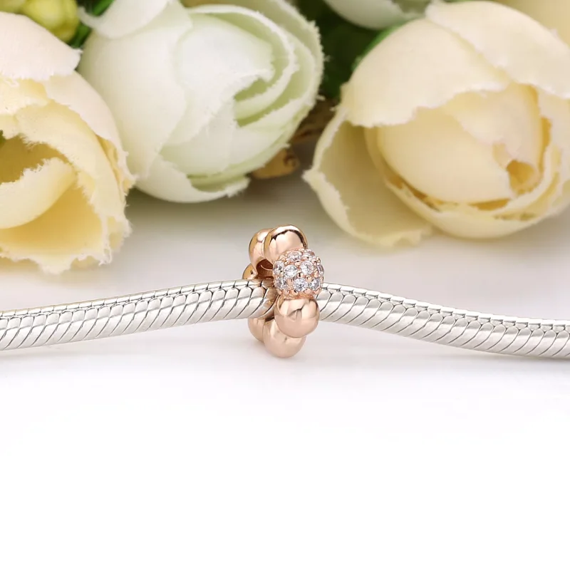(resim) Pandora 14k rose altın kaplama Cilalı & Pavé Boncuk Ayraç - 788310CZ - Görüntüle 2