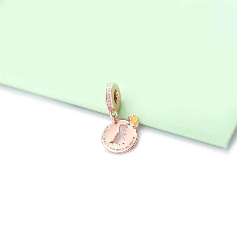 (resim) Pandora 14k rose altın kaplama Dinozor ve Kelebek Dostluğu Sallantılı Charm - 78 - Görüntüle 2