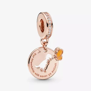 (resim) Pandora 14k rose altın kaplama Dinozor ve Kelebek Dostluğu Sallantılı Charm - 788180CZ