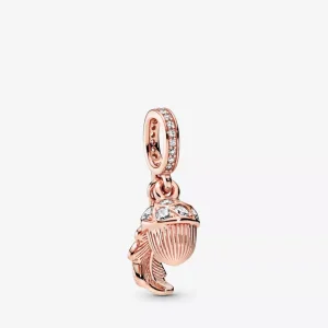 (resim) Pandora 14k rose altın kaplama Palamut ve Yaprak Sallantılı Charm - 788248CZ
