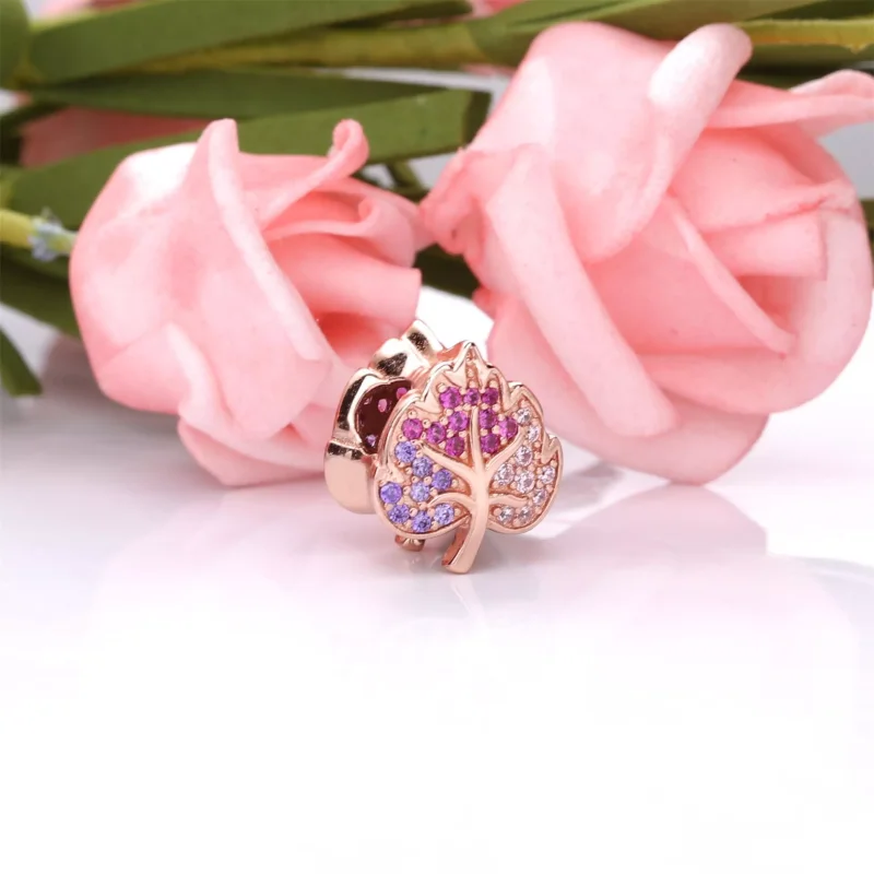 (resim) Pandora 14k rose altın kaplama Pırıl pırıl Yaprak Charm - 788322NPMMX - Görüntüle 2