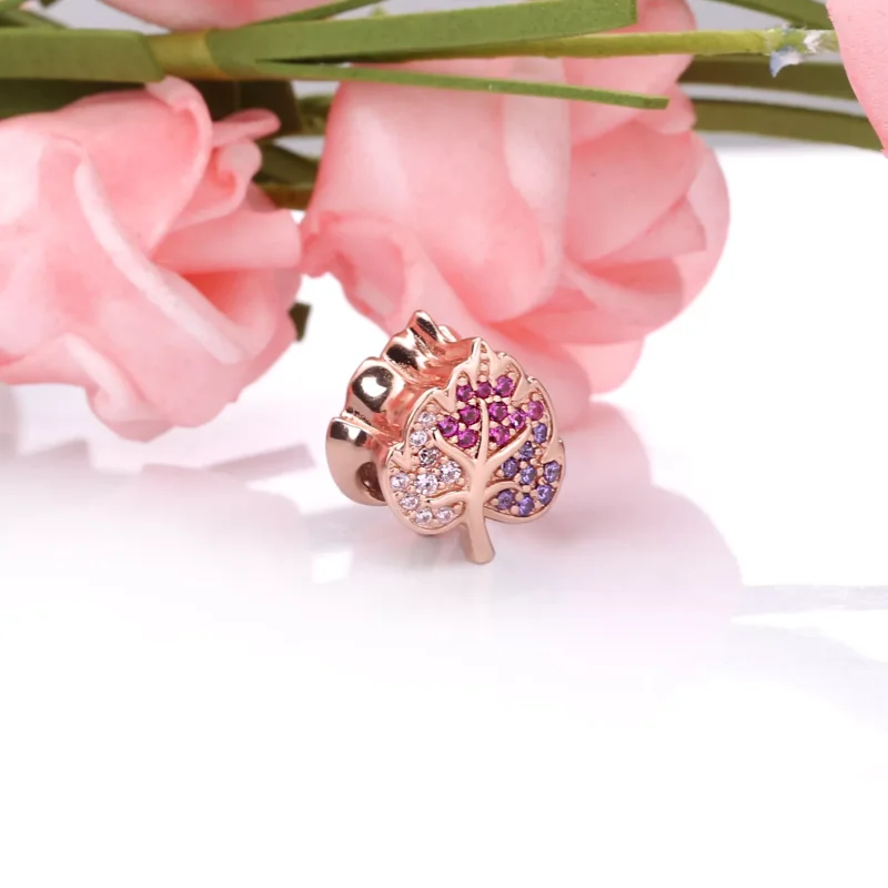 (resim) Pandora 14k rose altın kaplama Pırıl pırıl Yaprak Charm - 788322NPMMX - Görüntüle 3