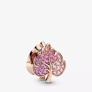 (resim) Pandora 14k rose altın kaplama Pırıl pırıl Yaprak Charm - 788322NPMMX