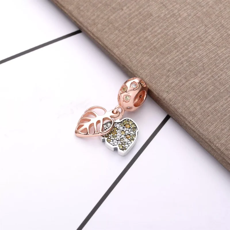 (resim) Pandora 14k rose altın kaplama Pırıl pırıl yapraklar Sallantılı Charm - 788247CZ - Görüntüle 2