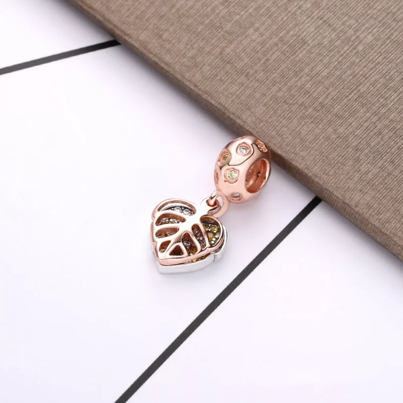 (resim) Pandora 14k rose altın kaplama Pırıl pırıl yapraklar Sallantılı Charm - 788247CZ - Görüntüle 4