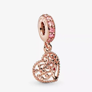 (resim) Pandora 14k rose altın kaplama Sevgi Ağacı Sallantılı Charm - 786592CZSMX