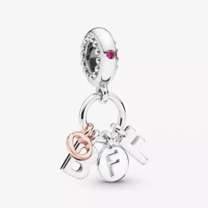 (resim) Pandora 14k rose altın kaplama Sonsuza Kadar En İyi Arkadaşlar Mektupları Sallantılı Charm - 788165NCC