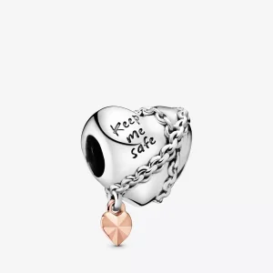 (resim) Pandora 14k rose altın kaplama zincirli kalp Charm - 788344