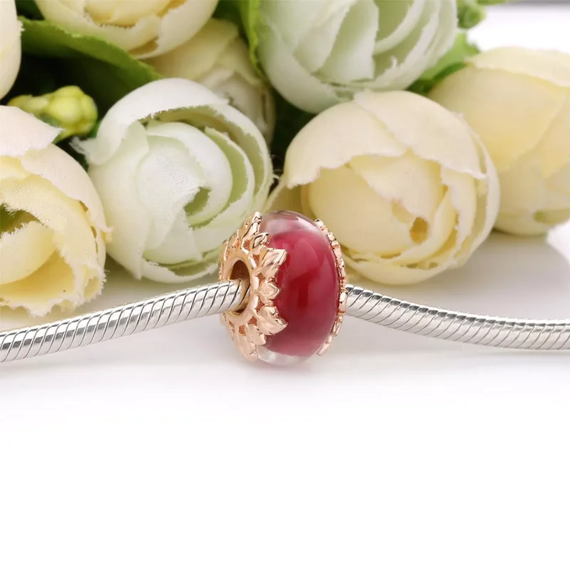 (resim) Pembe Murano Camı ve Yapraklı Charm - 788244 - Görüntüle 3