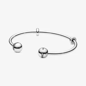 (resim) Moment Gümüş Zincir Bangle Bileklik, Pandora Logo Klipsli - 598615C01