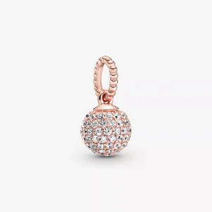 (resim) Pandora 14 ayar pembe altın Pavé Topu Kolye Ucu - 388686C01