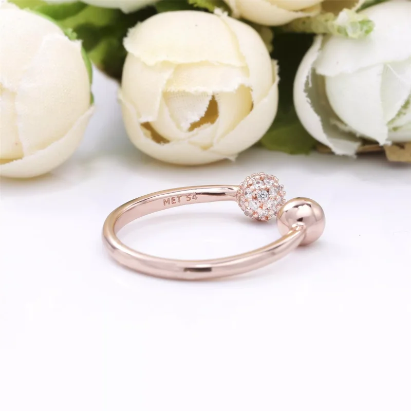 (resim) Pandora 14k rose altın kaplama Cilalı & Pavé Boncuk Yüzük - 188316CZ - Görüntüle 3