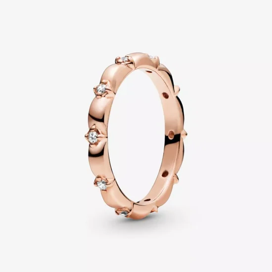 (resim) Pandora 14 ayar pembe altın Çiçek Yaprakları Bandı Yüzük - 188791C01