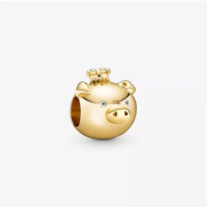 (resim) Pandora 14k altın kaplama Parlayan Zodyak Domuz Charm - 768591C01