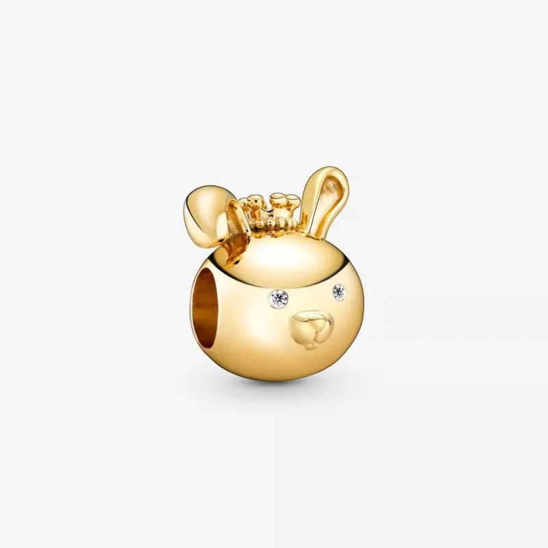 (resim) Pandora 14k altın kaplama Parlayan Zodyak Tavşan Charm - 768585C01