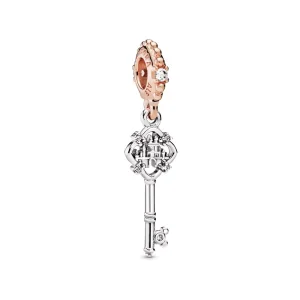 (resim) Pandora 14k rose altın kaplama Disney Parkları Anahtarı Sallantılı Charm - 788226CZ