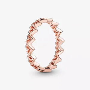 (resim) Pandora 14k rose altın kaplama serbest kalpler Yüzük - 188696C00