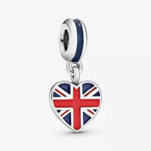 (resim) Pandora Büyük Britanya Bayrağı Kalp Sallantılı Charm - 791512ENMX