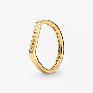 (resim) Pandora 14k altın kaplama Logo Çubuğu İstifleme Yüzük - 169048C00