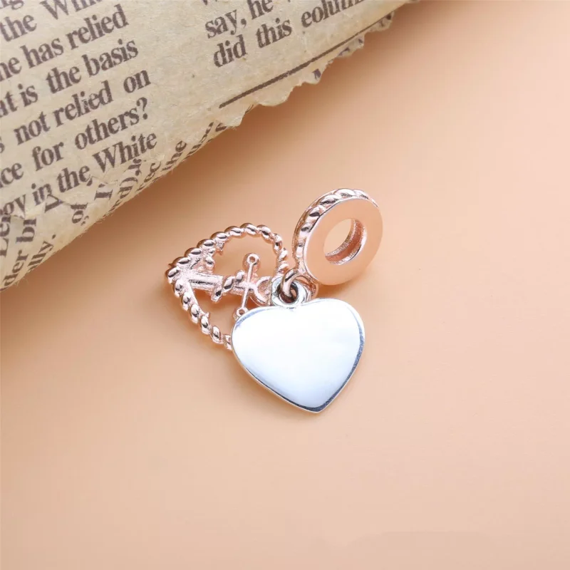 (resim) Pandora 14k rose altın kaplama Halat Kalp & Aşk Çapası Sallantılı Charm - 788940 - Görüntüle 3