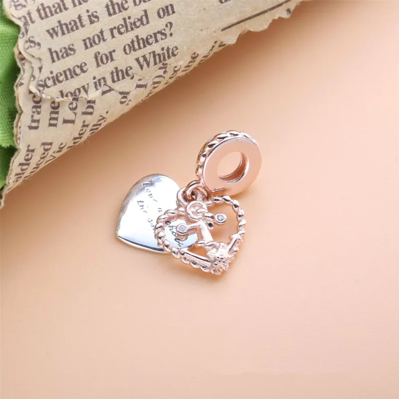 (resim) Pandora 14k rose altın kaplama Halat Kalp & Aşk Çapası Sallantılı Charm - 788940 - Görüntüle 4