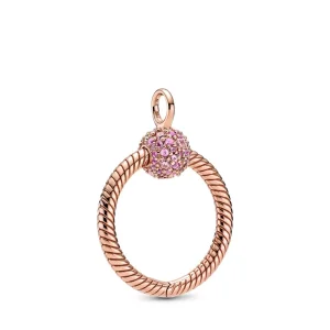 (resim) Pandora 14k rose altın kaplama Küçük Pavé O Kolye Ucu - 389097C01