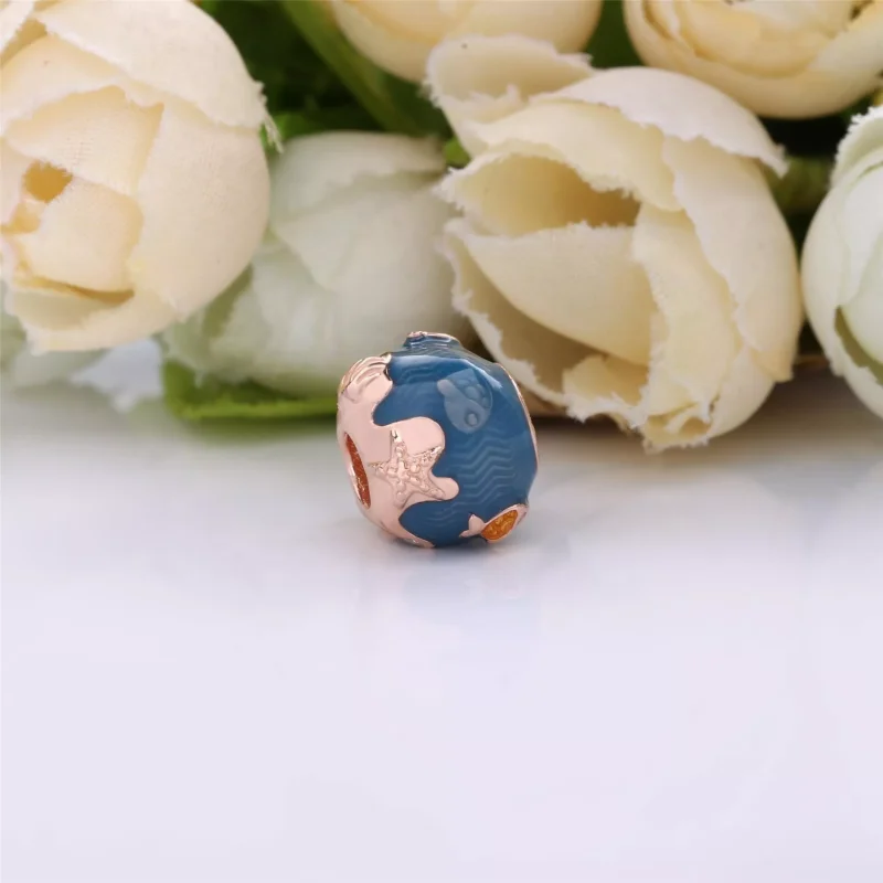 (resim) Pandora 14k rose altın kaplama Parıldayan Okyanus Dalgaları ve Balık Charm - 789 - Görüntüle 2
