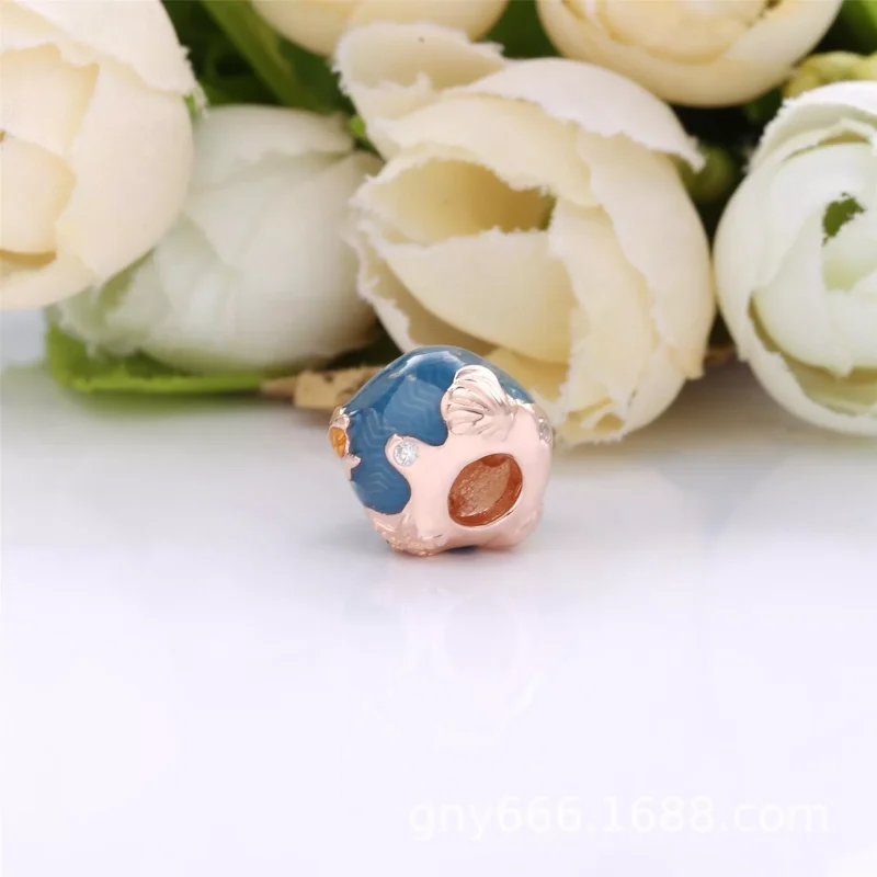 (resim) Pandora 14k rose altın kaplama Parıldayan Okyanus Dalgaları ve Balık Charm - 789 - Görüntüle 3