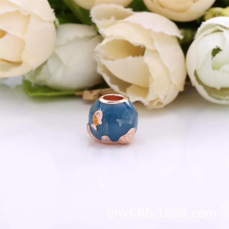 (resim) Pandora 14k rose altın kaplama Parıldayan Okyanus Dalgaları ve Balık Charm - 789 - Görüntüle 4