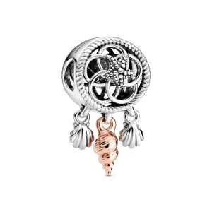 (resim) Pandora iki renkli Kafes İşi Deniz Kabuğu Dreamcatcher Charm - 788944C00