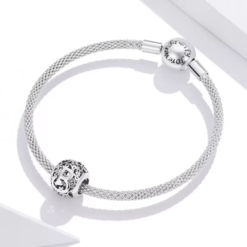(resim) Pandora tarzı Kafes İşi Çiçek B Harfi Charm - SCC1444-B - Görüntüle 3
