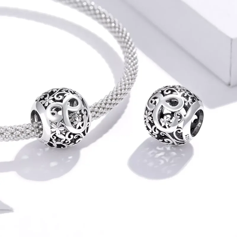 (resim) Pandora tarzı Kafes İşi Çiçek C Harfi Charm - SCC1444-C - Görüntüle 4