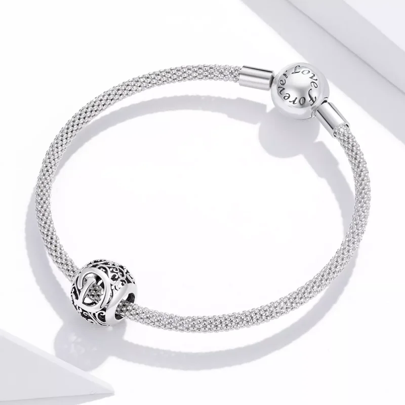 (resim) Pandora tarzı Kafes İşi Çiçek D Harfi Charm - SCC1444-D - Görüntüle 3