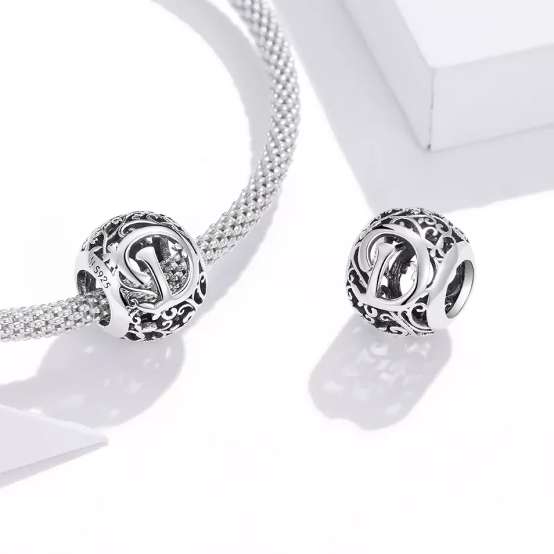 (resim) Pandora tarzı Kafes İşi Çiçek D Harfi Charm - SCC1444-D - Görüntüle 4