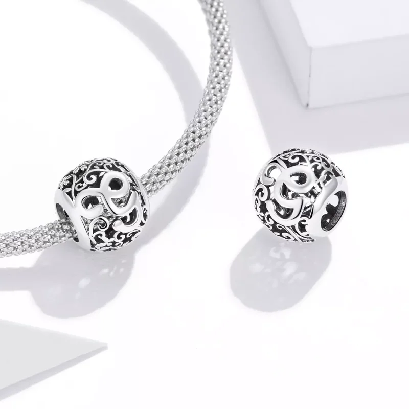 (resim) Pandora tarzı Kafes İşi Çiçek G Harfi Charm - SCC1444-G - Görüntüle 4